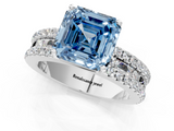White gold Fancy Blue Asscher  Solitaire Diamond with Pave and Channel Set Band_13