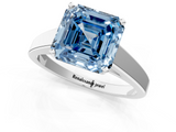White gold Fancy Blue Asscher  Solitaire Engagement Ring with Four-Prong Setting and Tapered Band_21