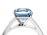 White gold Fancy Blue Asscher  Solitaire Engagement Ring with Four-Prong Setting and Tapered Band_24