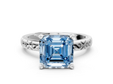 White gold Fancy Blue Asscher  Solitaire Engagement Ring with Scrollwork Band and Four-Prong Setting_17