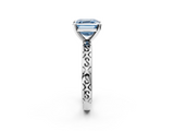 White gold Fancy Blue Asscher  Solitaire Engagement Ring with Scrollwork Band and Four-Prong Setting_19