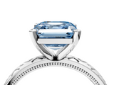 White gold Fancy Blue Asscher  Solitaire Engagement Ring with Scrollwork Band and Four-Prong Setting_21