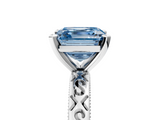 White gold Fancy Blue Asscher  Solitaire Engagement Ring with Scrollwork Band and Four-Prong Setting_22