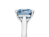White gold Fancy Blue Asscher  Solitaire Engagement Ring with Six-Prong Setting and Classic Band