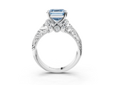 White gold Fancy Blue Asscher  Solitaire Filigree Engagement Ring with Halo and Prong Setting_20