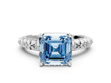 White gold Fancy Blue Asscher  Solitaire Floral Milgrain Engagement Ring_31