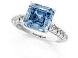 White gold Fancy Blue Asscher  Solitaire Floral Milgrain Engagement Ring_33