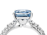 White gold Fancy Blue Asscher  Solitaire Floral Milgrain Engagement Ring_35