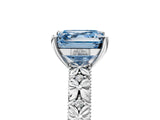 White gold Fancy Blue Asscher  Solitaire Floral Milgrain Engagement Ring_36
