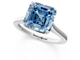 White gold Fancy Blue Asscher  Solitaire Heart Prong Engagement Ring with Tapered Band_90