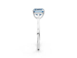 White gold Fancy Blue Asscher  Solitaire Heart Prong Engagement Ring with Tapered Band_91