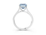 White gold Fancy Blue Asscher  Solitaire Heart Prong Engagement Ring with Tapered Band_92