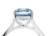 White gold Fancy Blue Asscher  Solitaire Heart Prong Engagement Ring with Tapered Band_93