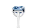 White gold Fancy Blue Asscher  Solitaire Heart Prong Engagement Ring with Tapered Band_94