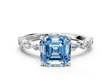 White gold Fancy Blue Asscher  Solitaire Marquise Side Stone Prong Setting Ring_17