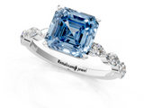 White gold Fancy Blue Asscher  Solitaire Marquise Side Stone Prong Setting Ring_18