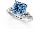 White gold Fancy Blue Asscher  Solitaire Marquise Twist Band with Six-Prong Setting_1