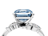 White gold Fancy Blue Asscher  Solitaire Marquise Twist Band with Six-Prong Setting_4