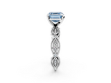 White gold Fancy Blue Asscher  Solitaire Milgrain Diamond Engagement Ring with Bezel and Marquise Band_2