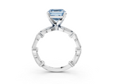 White gold Fancy Blue Asscher  Solitaire Milgrain Diamond Engagement Ring with Bezel and Marquise Band_3