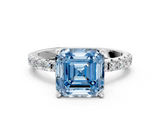 White gold Fancy Blue Asscher  Solitaire Pavé Band with Four-Prong Setting_17