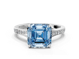 White gold Fancy Blue Asscher  Solitaire Pavé Band with Four-Prong Setting_17