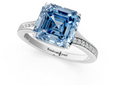 White gold Fancy Blue Asscher  Solitaire Pavé Band with Four-Prong Setting_18
