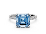 White gold Fancy Blue Asscher  Solitaire Pavé Diamond Engagement Ring with Four-Prong Setting_17