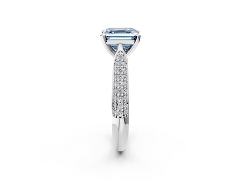 White gold Fancy Blue Asscher  Solitaire Pavé Diamond Engagement Ring with Four-Prong Setting_19