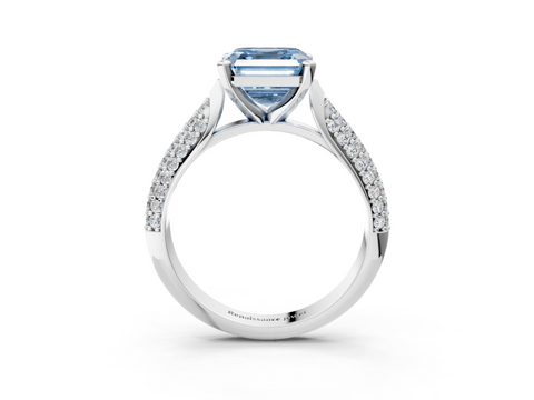 White gold Fancy Blue Asscher  Solitaire Pavé Diamond Engagement Ring with Four-Prong Setting_20