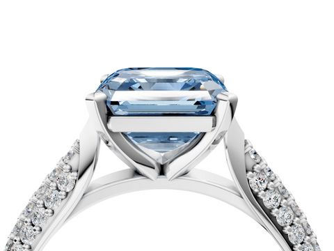 White gold Fancy Blue Asscher  Solitaire Pavé Diamond Engagement Ring with Four-Prong Setting_21