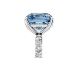 White gold Fancy Blue Asscher  Solitaire Pavé Diamond Engagement Ring with Four-Prong Setting_22