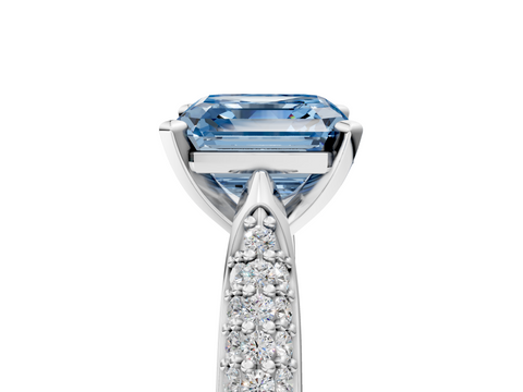 White gold Fancy Blue Asscher  Solitaire Pavé Diamond Engagement Ring with Four-Prong Setting_22