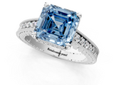 White gold Fancy Blue Asscher  Solitaire Pavé Diamond Milgrain Engagement Ring with Four-Prong Setting_1