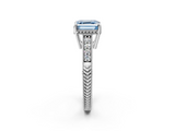 White gold Fancy Blue Asscher  Solitaire Pavé Diamond Milgrain Engagement Ring with Four-Prong Setting_2