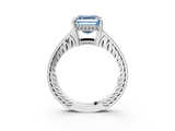 White gold Fancy Blue Asscher  Solitaire Pavé Diamond Milgrain Engagement Ring with Four-Prong Setting_3