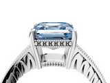 White gold Fancy Blue Asscher  Solitaire Pavé Diamond Milgrain Engagement Ring with Four-Prong Setting_4