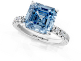White gold Fancy Blue Asscher  Solitaire Pave Diamond Engagement Ring with Four-Prong Setting_1