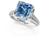 White gold Fancy Blue Asscher  Solitaire Pave Split Shank Ring with Four-Prong Setting_113