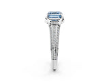 White gold Fancy Blue Asscher  Solitaire Pave Split Shank Ring with Four-Prong Setting_119