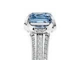 White gold Fancy Blue Asscher  Solitaire Pave Split Shank Ring with Four-Prong Setting_122