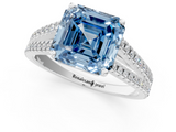 White gold Fancy Blue Asscher  Solitaire Split Shank Pavé Diamond Engagement Ring_35