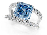 White gold Fancy Blue Asscher  Solitaire Split Shank Pave Diamond Ring_48