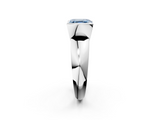 White gold Fancy Blue Asscher  Solitaire Tension Set Diamond Ring with Wide Band_56