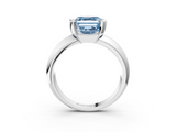 White gold Fancy Blue Asscher  Solitaire Tension Set Diamond Ring with Wide Band_57