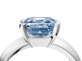 White gold Fancy Blue Asscher  Solitaire Tension Set Diamond Ring with Wide Band_58