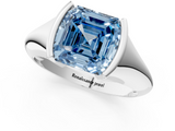 White gold Fancy Blue Asscher  Solitaire Tension Set Diamond Ring_55