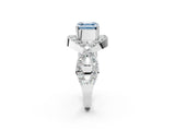 White gold Fancy Blue Asscher  Solitaire Twist Band Pavé Diamond Engagement Ring_17
