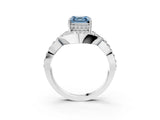 White gold Fancy Blue Asscher  Solitaire Twist Band Pavé Diamond Engagement Ring_18
