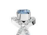 White gold Fancy Blue Asscher  Solitaire Twist Band Pavé Diamond Engagement Ring_20